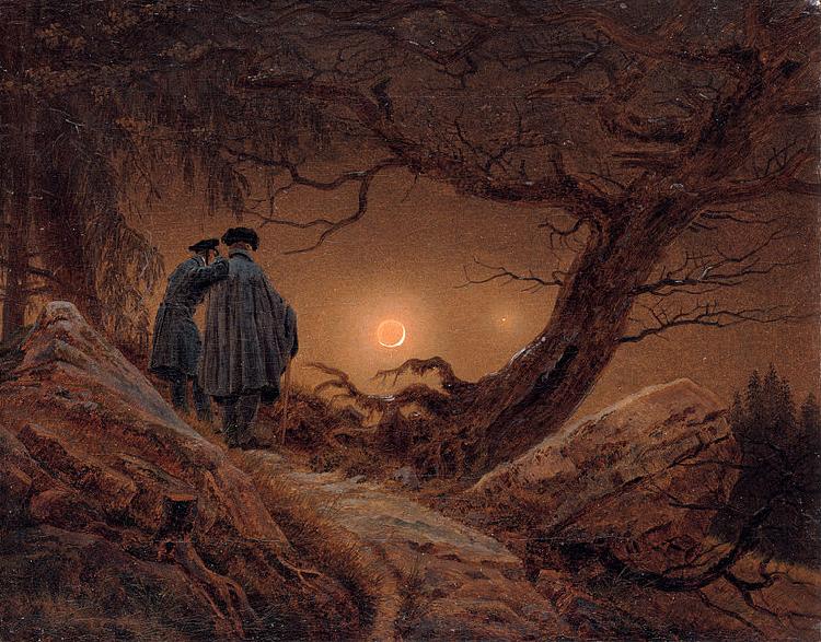 Caspar David Friedrich Two men contemplating the Moon oil painting image